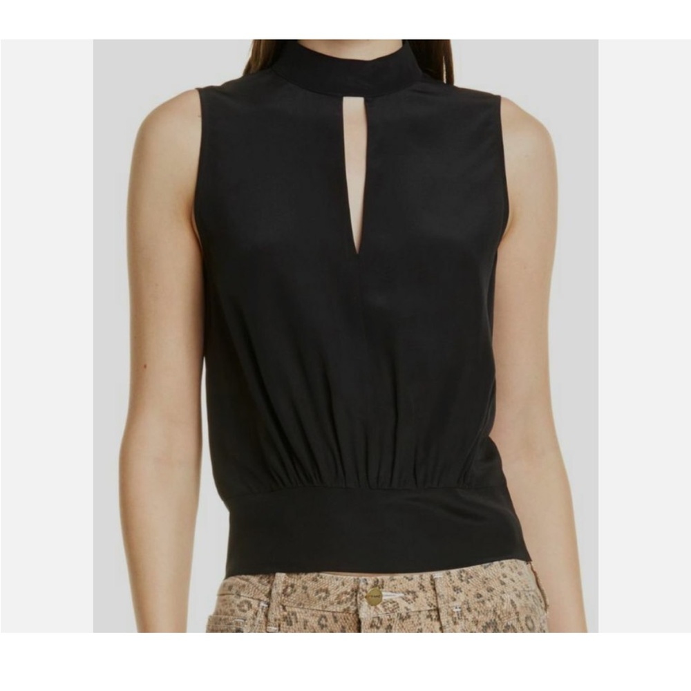 Frame Keyhole Silk Top